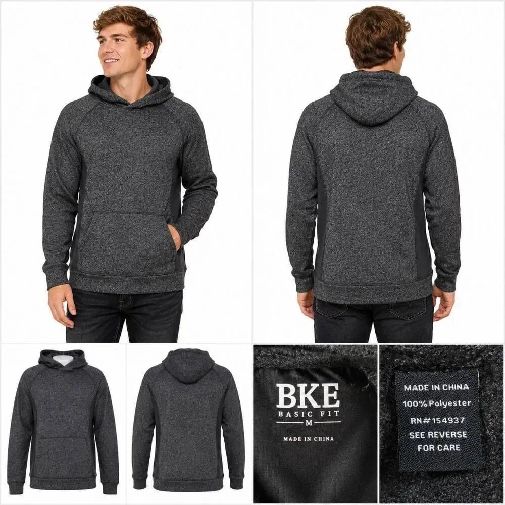 BKE Basic Fit Men's Gray Pullover Hoodie Sweatshirt Size Medium - Picture 1 of 9